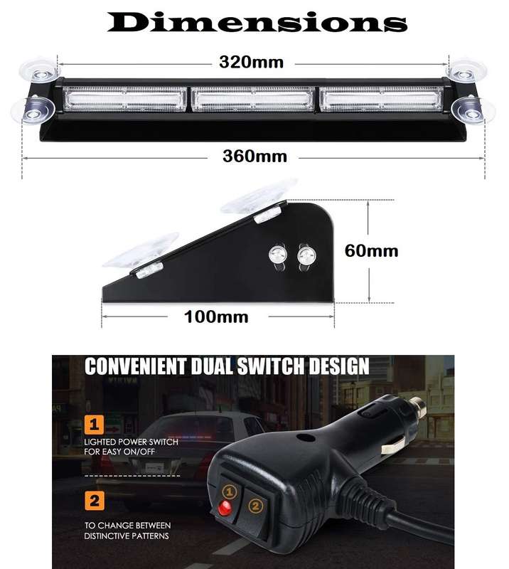 Red COB LED Windscreen Dashboard Vehicle Flash Strobe Very Long Dash Light Bar. Collections Allowed.