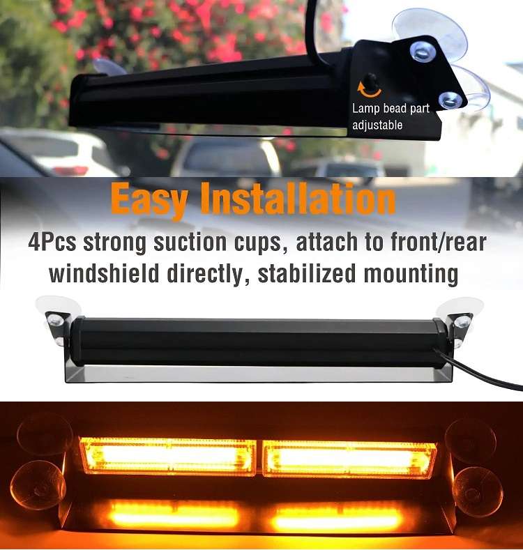 Flash Strobe Vehicle Windscreen Amber Orange Yellow COB LED Dash Light Bar. Collections Allowed.