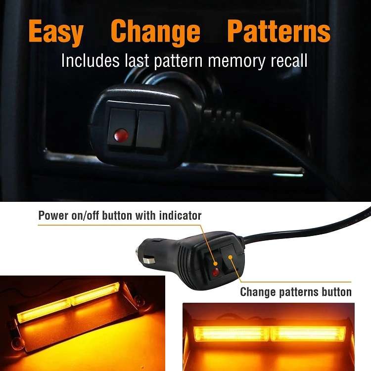 Flash Strobe Vehicle Windscreen Amber Orange Yellow COB LED Dash Light Bar. Collections Allowed.