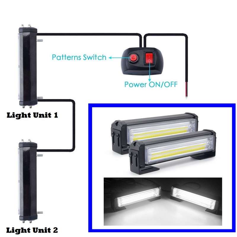 Cool White COB LED Flash Strobe Grille Bumper Cluster Side Marker Lights 12V. Collections Allowed.