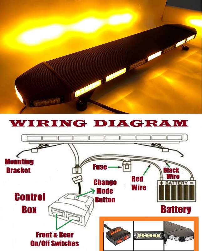 LED Vehicle Roof Top Black Hawk Stealth Squadron Leader Flash Strobe Light Bar. Collections Allowed.