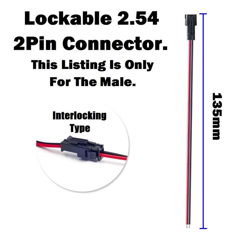 JST XH 2-Pin 2.54mm 2P Lockable Male Connector Plug On 135mm Long Flex Wire. Collections Allowed.