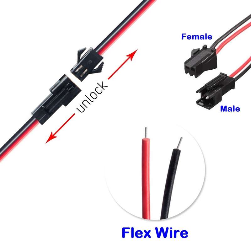 JST XH 2-Pin 2.54mm 2P Lockable Male Connector Plug On 135mm Long Flex Wire. Collections Allowed.