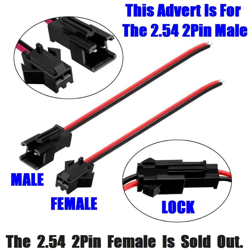 JST XH 2-Pin 2.54mm 2P Lockable Male Connector Plug On 135mm Long Flex Wire. Collections Allowed.