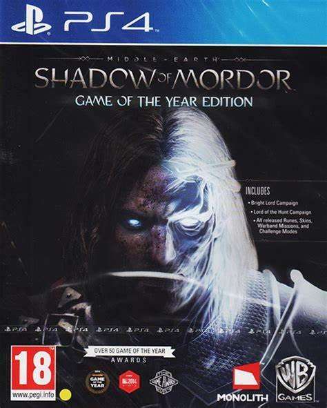 Middle Earth Shadow of Mordor Game of The Year Edition  PS4