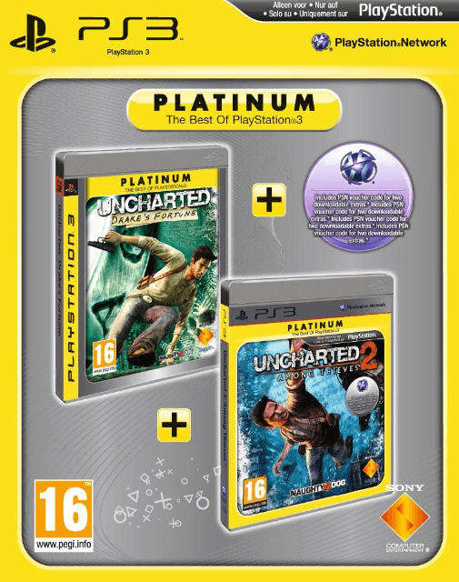Uncharted Drakes Fortune + Uncharted 2 Among Thieves Platinum   PS3