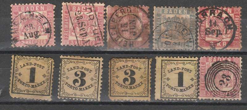 A LOVELY GERMAN SELECTION AS SHOWN OF BADEN ALL USED LOOK SCAN