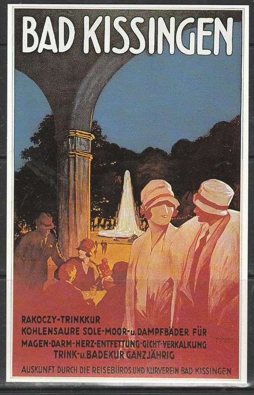 A LOVELY COLOUR PICTURE POST CARD BAD KISSINGEN MINT LOOK SCAN