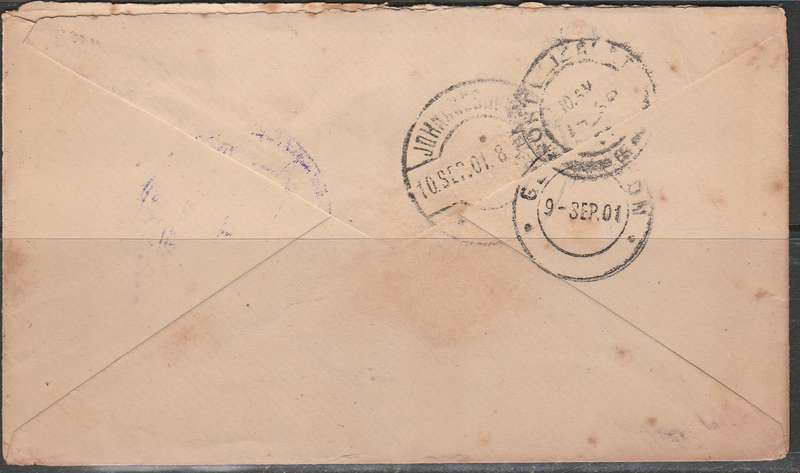 A COVER MAILED FROM FIELD POST OFFICE WITH CANSOR CACHETS TO PORT ELIZABETH 1901 LOOK SCAN X 2