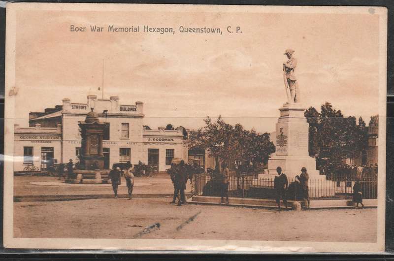 A LOVELY COLOUR PICTURE POST CARD SHOWING BOER WAR MEMORIAL HEXAGON QUEENSTOWN MONUMENT CAPE
