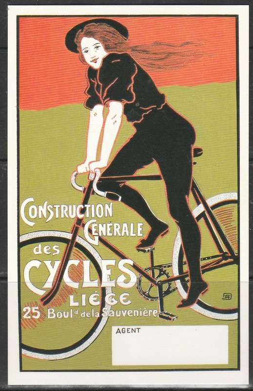 A LOVELY COLOUR PICTURE POST CARD CONSTRUCTION GENERALE DES CYCLES MINT LOOOK SCAN