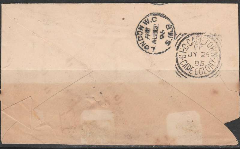 A COVER 1895 FROM BARBERTON TRANSVAAL TO LONDON LOOK SCAN X 2
