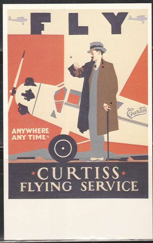 A LOVELY COLOUR PICTURE POST CARD CURTISS FLYING SERVICE MINT LOOK SCAN