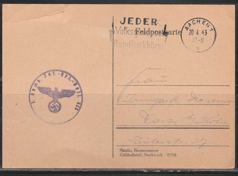 GERMAN FIELD POST LOVELY CACHET APPLIED LOOK SCAN X2