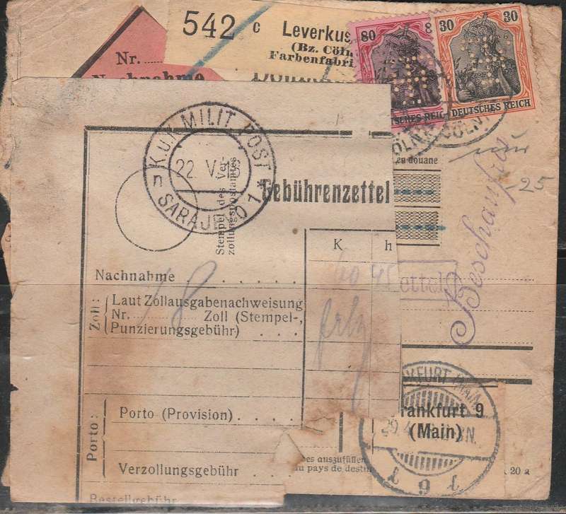 A LOVELY GERMAN MILILTARY POST LABEL STAMPS PERFINS 1918 LOOK SCAN X 2
