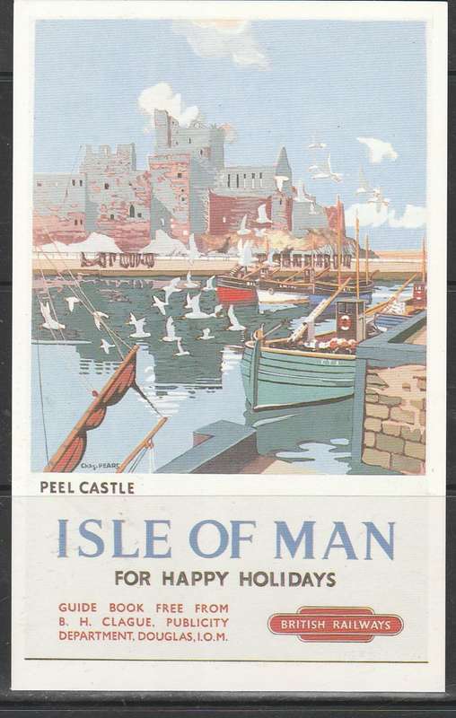 A LOVELY COLOUR PICTURE POST CARD ISLE OF MAN FOR HAPPY HOLIDAYS MINT LOOOK SCAN