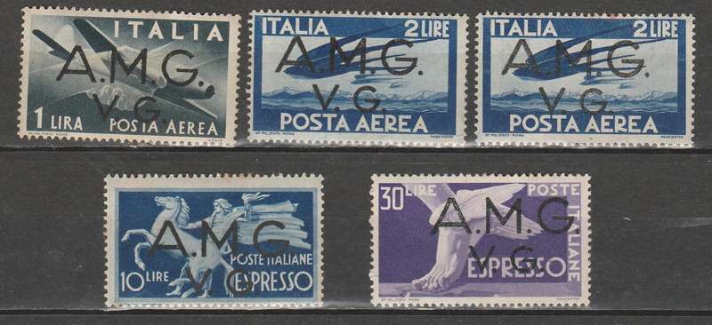 A SUPER STAMP 1947 AMG VC AIRMAIL OVERPRINTED SELECTION MINT HIGH C/V LOOK SCAN