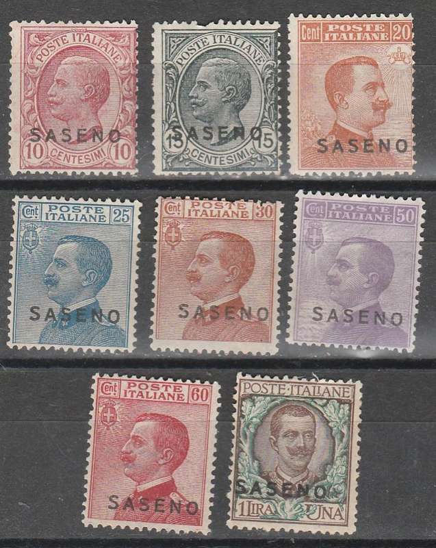ITALY 1923 SET MINT NO GUM SASENO OVER PRINT C/V R 7150.00 LOOK SCAN X2
