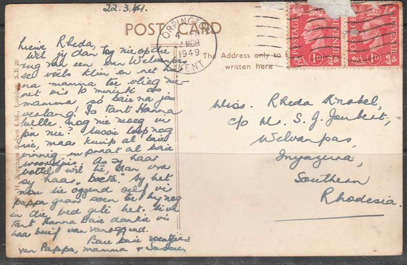 A PICTURE POST CARD SHOWING LAMBETH BRIDGE USED  LOOK SCAN X 2