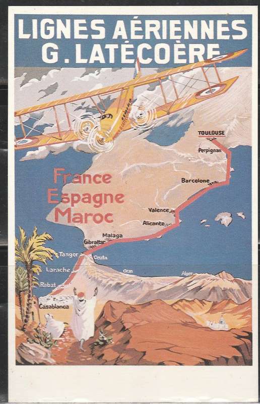 A LOVELY COLOUR PICTURE POST CARD LIGNES AERIENNES G. LATECOERE MINT LOOK SCAN