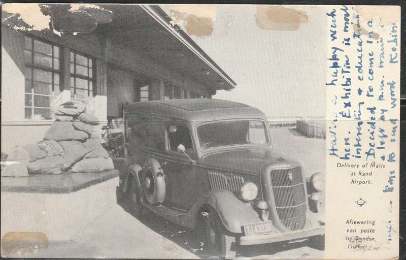 A LOVELY POST CARD SHOWIND MAIL DELIVRY AT RAND AIR PORT F.U LOOK SCAN