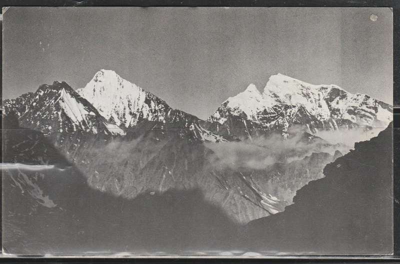 A LOVELY POST CARD SHOWING MOUNTIAN ON LEFT SIGNED BY THE EXPEDITION TEAM AT BASE CAMP LOOK SCAN X 2