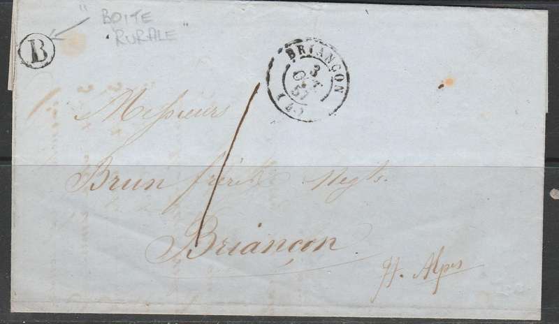 A SUPER PRE STAMP FULL LETTER STRIKE BRIANCON ALPS FRANCE WITH A BOITE TOP LEFT LOOK SCAN