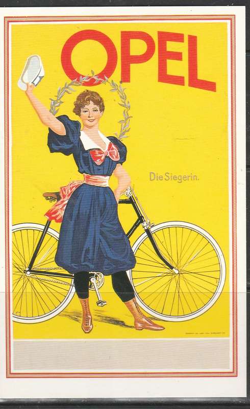 A LOVELY COLOUR PICTURE POST CARD AN OPEL CYCLE MINT LOOOK SCAN