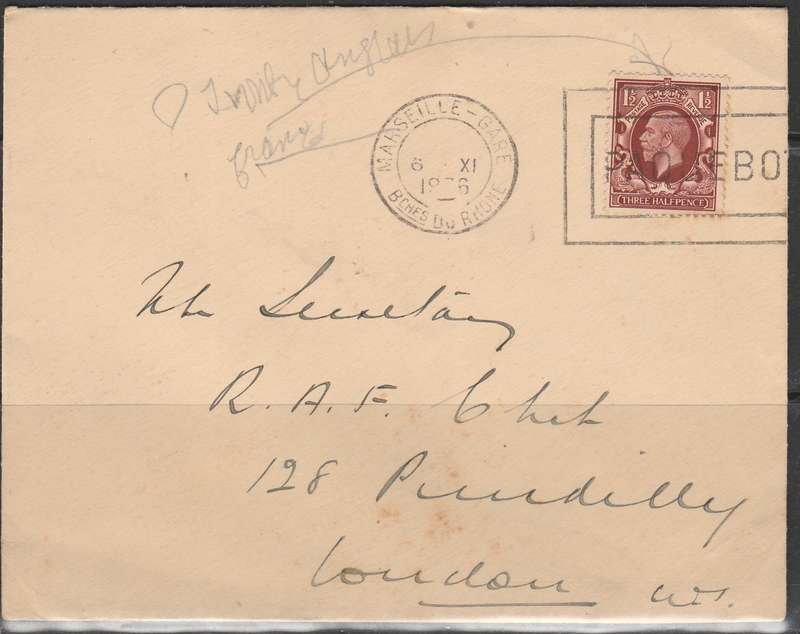 A PAQUEBOT COVER 1936 FROM FRANCE TO LONDON LOOK SCANS X 2