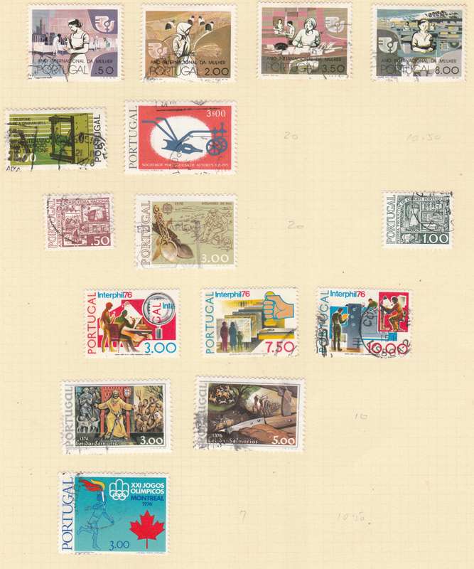 TWO ALBUM PAGES PORTUGAL 1975 F.U. MOUNTED SELECTION LOOK SCAN X 2