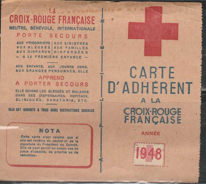 A RED CROSS CARD IN FRENCH SIGNED NOT USED LOOK SCAN X 2