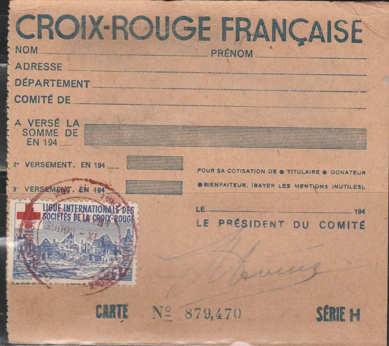 A RED CROSS CARD IN FRENCH SIGNED NOT USED LOOK SCAN X 2