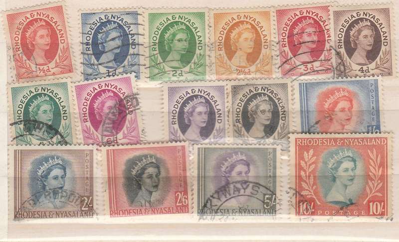 RHODESIA & NYSALAND SHORT SET 1954 USED LOOK SCAN