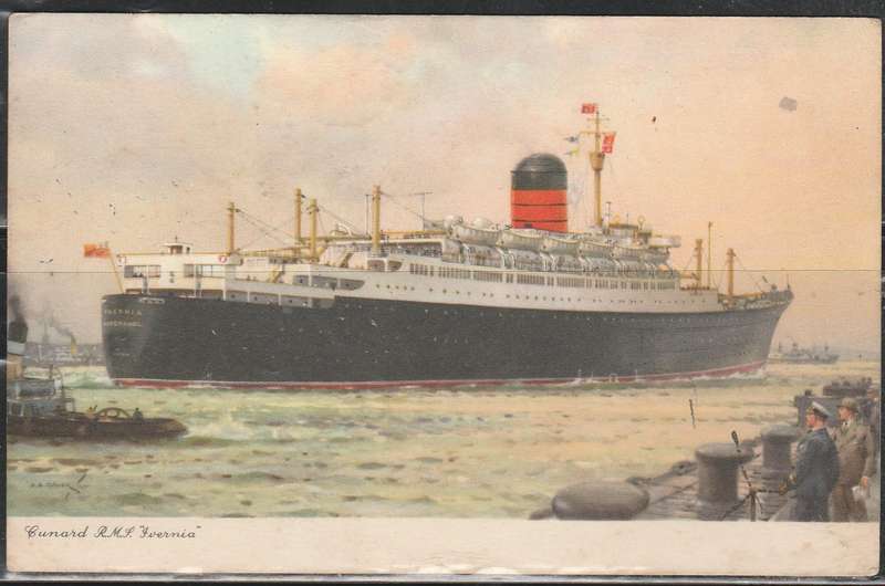 A LOVELY CLEAN POST CARD R M S IVERNIA PAQUEBOT LOOK SCAN X2