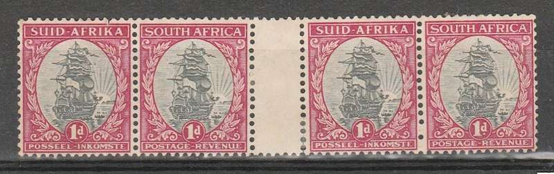 SOUTH AFRICA 1d SMALL GUTTER PAIR MINT HINGED LOOK SCAN X 2