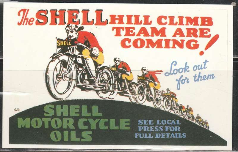 A LOVELY COLOUR PICTURE POST CARD SHELL HILL CLIMB  MINT LOOK SCAN