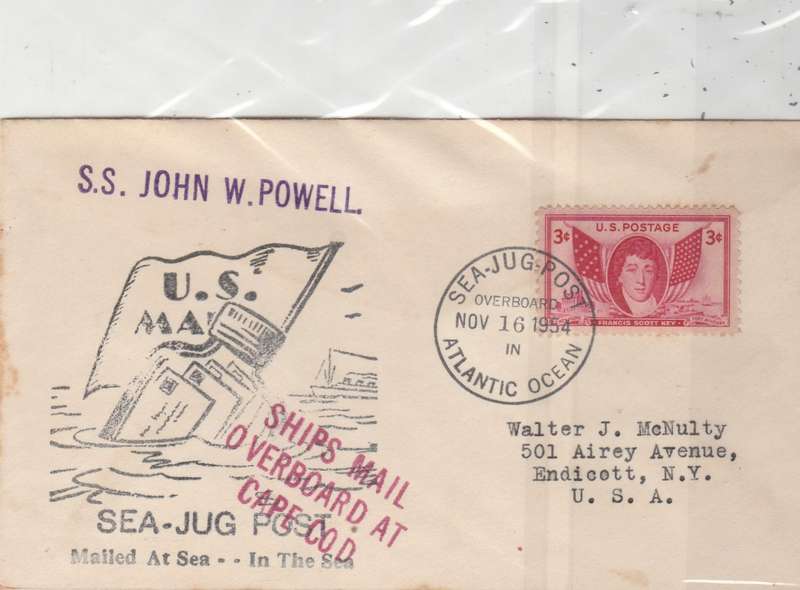 A COVER SHIPS MAIL OVERBOARD AT CAPE COD SUPER CACHETS APPLIED FRONT