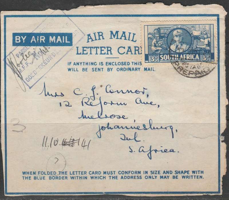 A FRONT AIR LETTER FROM ?????? TO S.A. LOOK SCAN