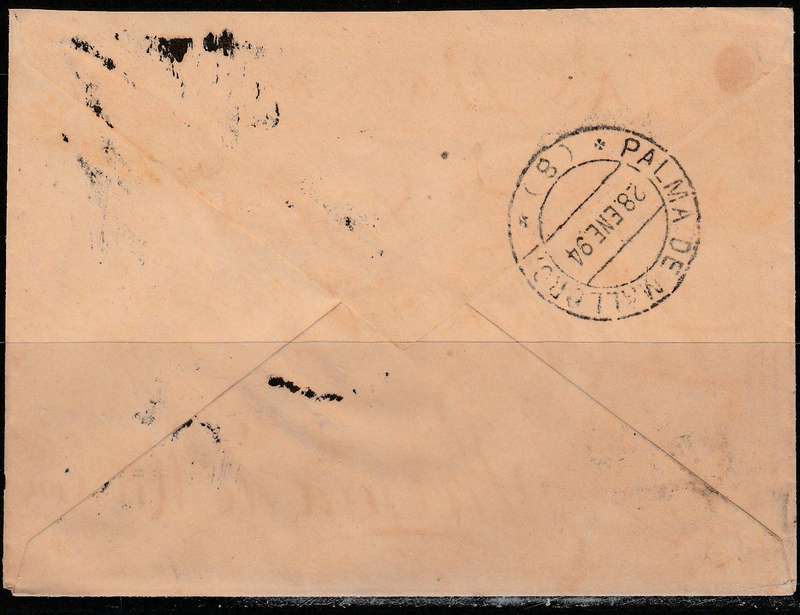 A SPANISH COVER 1894 FROM MADRID TO PALMA DE MALLORCA LOOK SCAN X 2