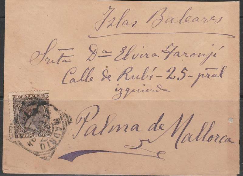 A SPANISH COVER 1894 FROM MADRID TO PALMA DE MALLORCA LOOK SCAN X 2