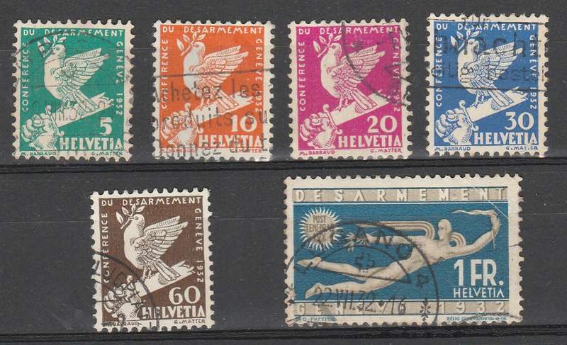 SWITZERLAND 1932 ISSUE Mi#250/255 F.U. LOOK SCAN