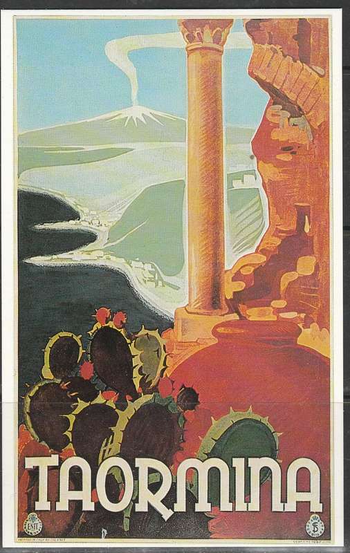 A LOVELY COLOUR PICTURE POST CARD TAORMINA MINT LOOK SCAN