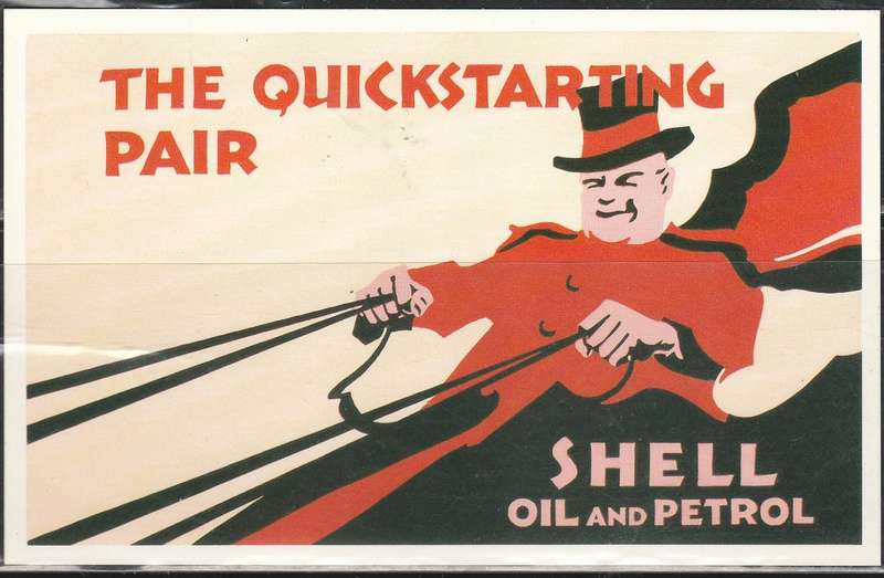 A LOVELY COLOUR PICTURE POST CARD THE QUICKSTARTING PAIR SHELL  MINT LOOK SCAN