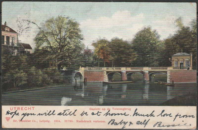 A COLOUR POST CARD SHOWING THE TOLL BRIDGE IN UTRECHT NEDERLAND  LOOK SCAN X 2