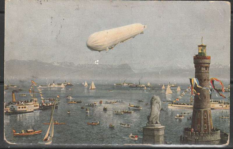 POST CARD SHOWING ZEPPELIN JETPOST 1912 MAILED ON BOARD SCARCE CANCELS LOOK SCANS X2