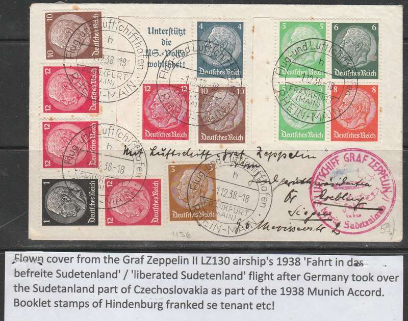 ZEPPELIN SCARCE COVER 1938 READ BELOW SUPER CACHETS APPLIED FRONT AND BACK LOOK SCAN X 2