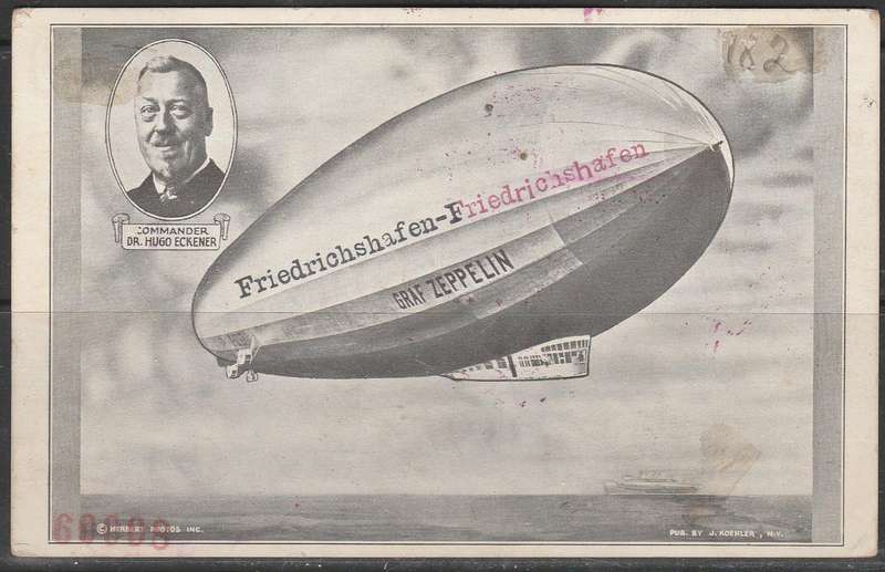 A LOVELY FLIGHT POST CARD ZEPPELIN AROUND THE WORLD WITH SUPER CACHETS AND VARIETY ON TH 4Mk TOPS