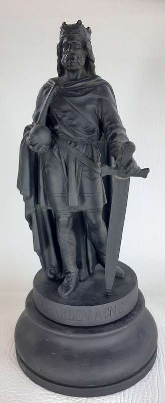 LARGE 45CM PEWTER STATUE OF CHARLEMAGNE (CHARLES THE GREAT) - KING OF THE FRANKS