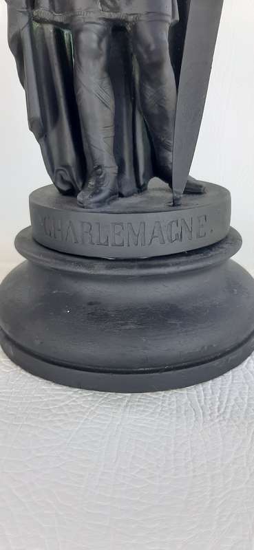 LARGE 45CM PEWTER STATUE OF CHARLEMAGNE (CHARLES THE GREAT) - KING OF THE FRANKS