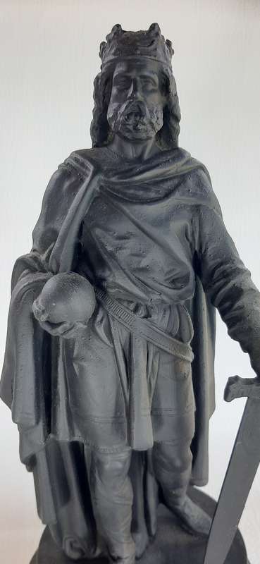 LARGE 45CM PEWTER STATUE OF CHARLEMAGNE (CHARLES THE GREAT) - KING OF THE FRANKS